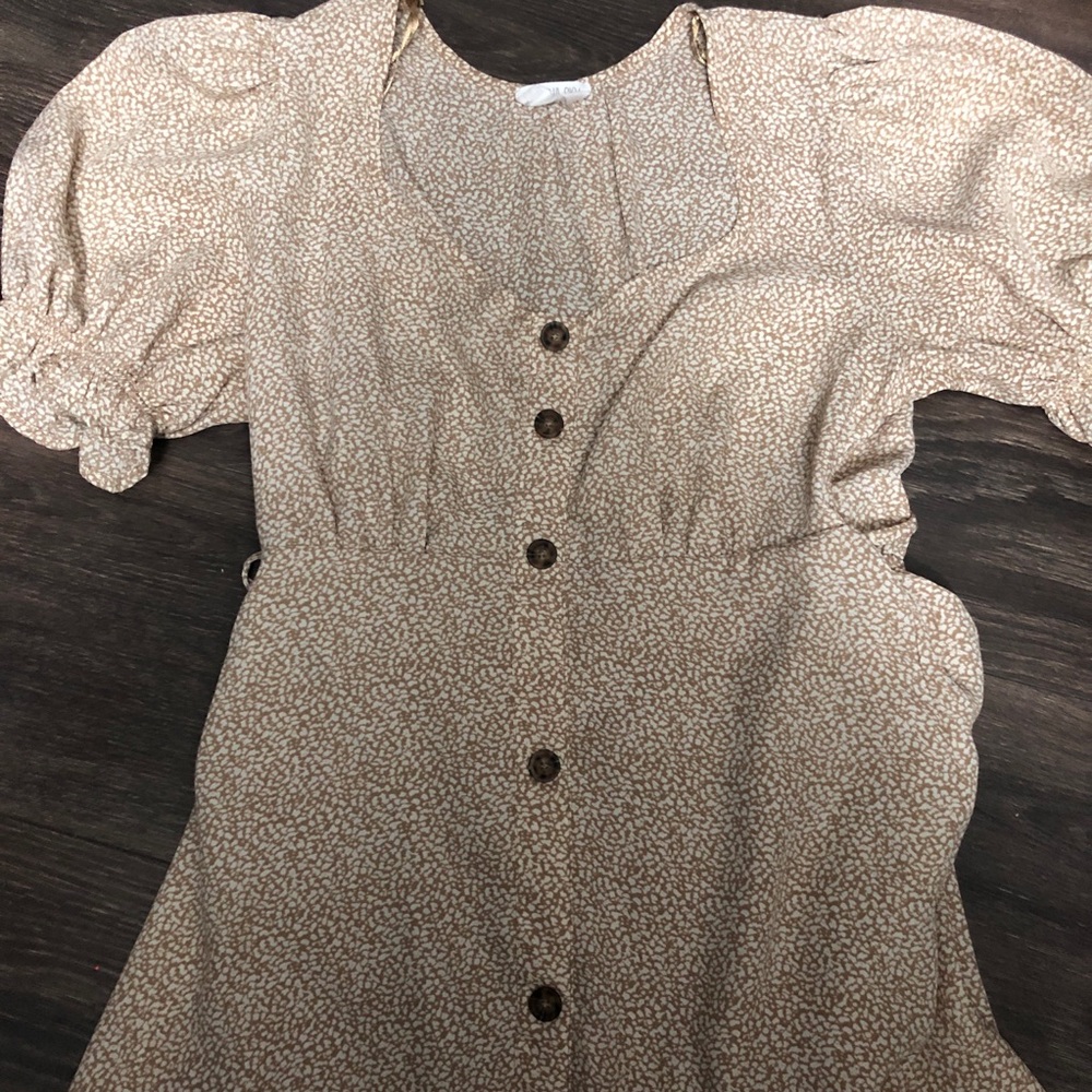 Sienna Sky Cream and Tan Floral Print Dress